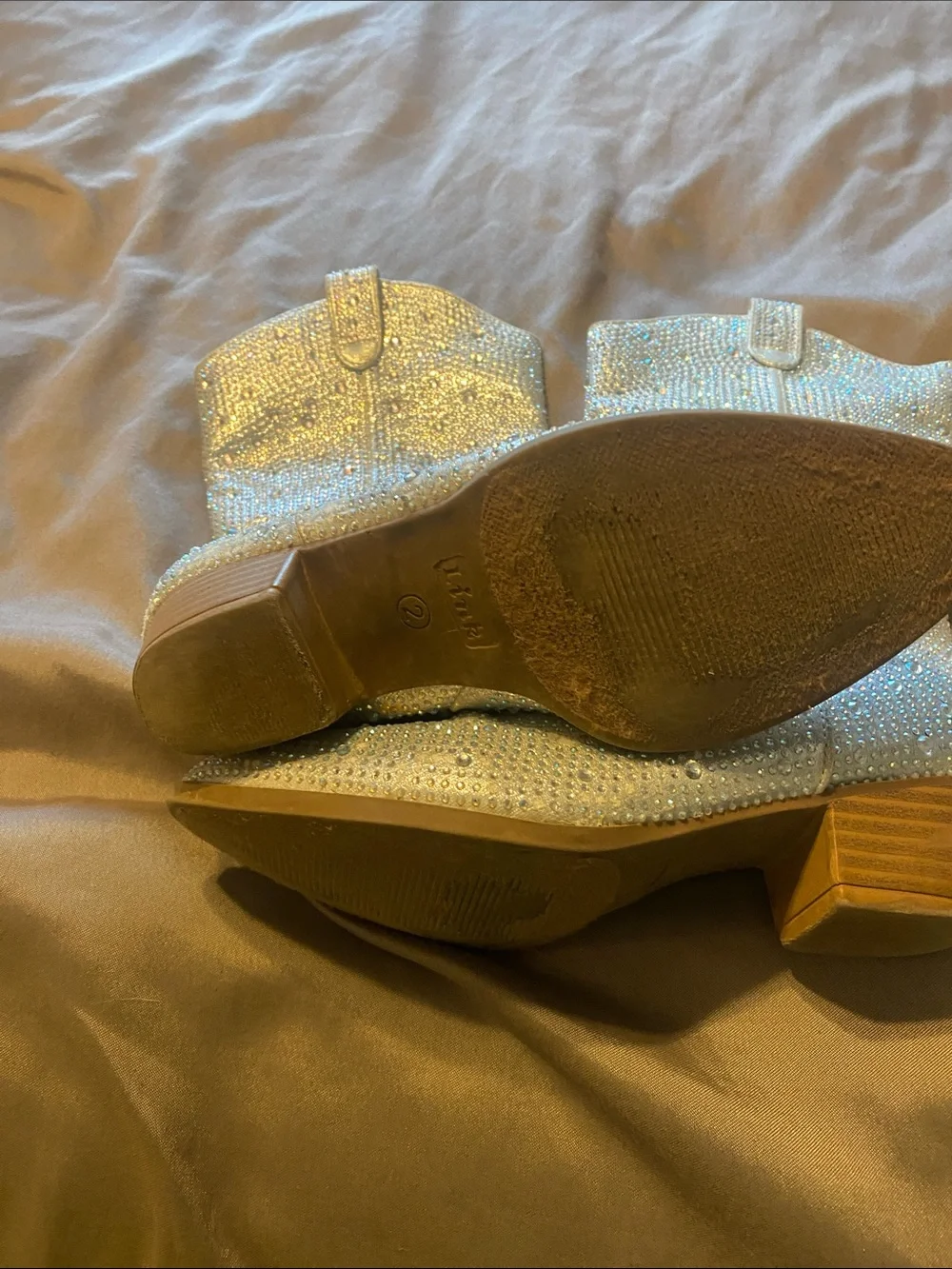 Link Silver Crystal Cowboy Boots for Kids
